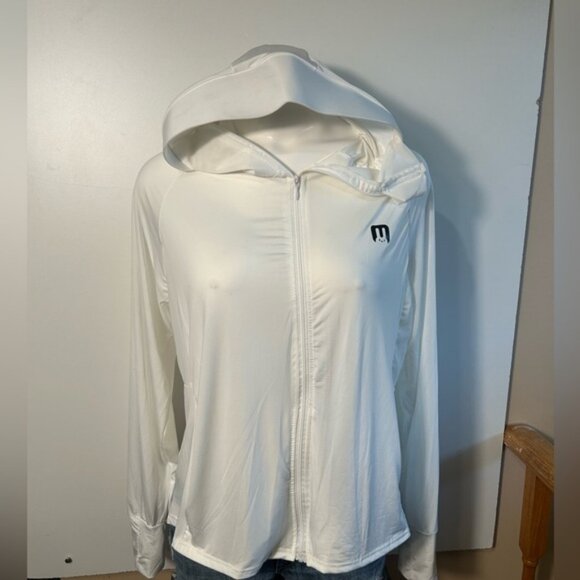 WOMEN RASH GUARD SUN PROTECTION JACKET SUN SHADE HOODIE ZIPPER - Picture 7 of 9